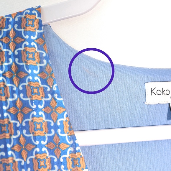 Koko Mason Geometric V-Neck Long Sleeve Midi Blue Dress SIZE S - Picture 12 of 16